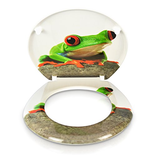 VENKON – Premium WC Sitz mit Absenkautomatik – Modell „Froschprinz“ – Toilettendeckel aus Duroplast (antibakteriell) inkl. Montagesatz (rostfreie Scharniere) - 5