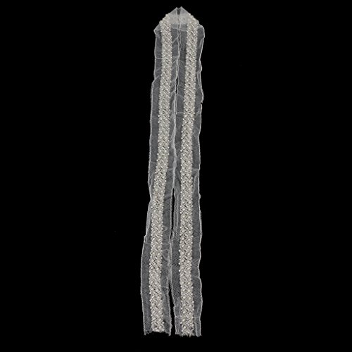 MagiDeal 97cm Perlen Nähen Mesh Band Kleid Dekor Handwerk Weiß / Schwarz – Weiß, one size - 3