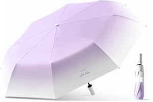 ERISED'S BIFROST Paraguas Automático Plegable, Compacto, Portátil,De Color Degradado，Para Viajes,Con Apertura Y Cierre Automáticos,Protección UV,8 Varillas,Ligero,Resistente Al Sol Y A La Lluvia,Mujeres Y Niños