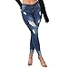 Produktbild Damen Tasche Denim Hose Übergröße Taste Lange Jeans Bleistift Yogogo Sommer Yoga Leggings Hosen Hohe Taille Pants Sexy Druck 3/4 Tummy Control Laufhose Sport Workout Leggins Slim Fit Dünne Sporthose