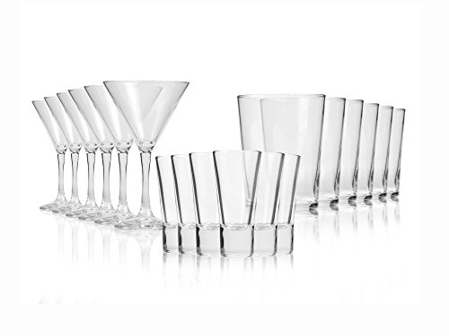 Cocktailshaker Barzubehör-Set 23 teilig aus Edelstahl, inkl. 18 Gläsern in 3 verschiedenen Formen - 2
