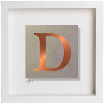 Personalised Copper Leaf Initial/Capital 'D' 3D Picture Black/White Box Frame. ALL Letters Avail. Also Gold/Silver. Gift Ideas for Christmas,for Her, Him, Kids, Baby, Weddings &amp; Birthdays