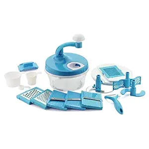 Goodwill Tech Manual Food Processor with Chopper, Grater, Cutter, Slicer, Blender, Atta Maker, Dough Kneader ? Sharp Blade, Easy Slicing and Chopping for Kitchen (Green)