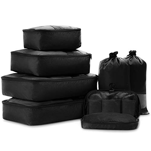 COOLIFE Packing Cubes 7PCS Best Value High Quality and Durable Mesh Luggage Organisers Travel Packing Suitcase