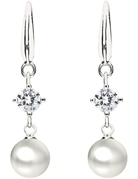 MYA art Premium Damen Ohrringe Perlenohrringe Hängend 925 Sterling Silber Swarovski Elements Kristall mit Perlen...
