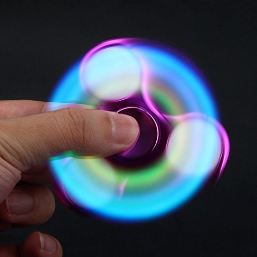 Bescita LED Licht Fidget Hand Spinner Finger Spielzeug Dekompression Spielzeug EDC Focus Gyro,Mit Schalter (heiß rosa) - 3