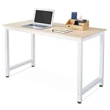 HOMFA Mesa extensible con estantes Mesa multimedia Escritorio de la computadora plegable con compartimentos Color madera clara