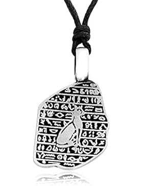 Llords Schmuck Halskette mit Hieroglyphen und ägyptischer Katze Anhänger, feinster Zinn Metall Modeschmuck