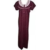 Indiatrendzs Women Nightgown Cotton Printed Neck Embroidered Summer Nighty Nightwear (Chest : 46)