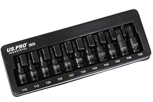US PRO INDUSTRIAL 11PC 3/8" DR Impact Torx Star Bit Sockets Set T10 - T60 3933