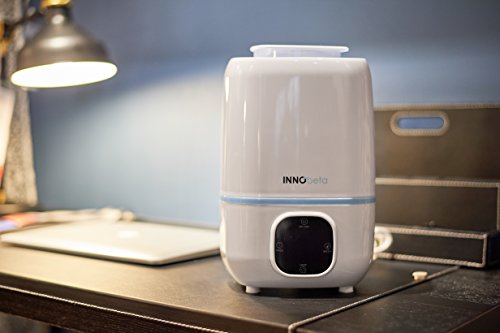 InnoBeta Fountain 3,0 Liter Ultraschall Kühler Nebel Luftbefeuchte, Leise, Automatische Abschaltung, Langanhaltend, mit LED Anzeige Touchpad und Fernbedienung (Blau) und Bonus Thermometer Hygrometer Uhr - 2