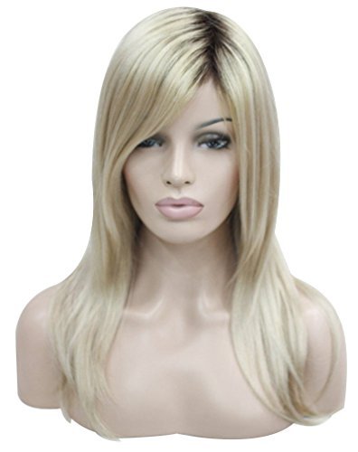 Kalyss women's Dark Rooted Long Blonde wig 100% Full Imported Heat resistant japanese Kanekalon As Real Hair wigs