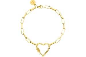 Purelei® Palekana Heart bransoletka (złota, srebrna, różowe złoto), damska bransoletka z trwałej stali nierdzewnej, wodoodporna biżuteria z zawieszką w kształcie serca, maks. 19 cm, regulowana długość