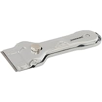 Grattoir En Acier Chromé Avec 1 Lame 43 Mm + 10 Lames De Rechange 0.2 Mm – Marque Silverline