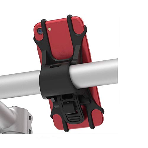 Hmjunboys Support Téléphone Vélo Support Vélo du Guidon Etanche Silicone Universel Réglable Portable avec Sangle Anti-Vibrations pour iPhone X/8/7 Plus/6S Samsung Smartphone 4.5" - 6.5" et GPS (Noir)