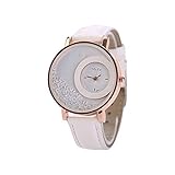 Skang Damen Armbanduhr Rund Analog Quarz Mode Elegant Beiläufig Minimalistisch Damenuhr Diamant Strass Armbanduhr(one Size,B)