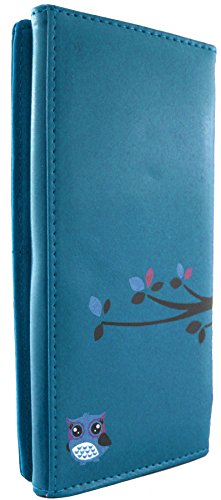 Kukubird Owl Feature Embroidery Patch Family Tree Pattern Ladies Purse Clutch Wallet (33 BLUE)