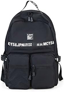 Women Teenage Girls Letter Band Buckle Large Capacity Backpack Nylon Skateboard Backpacks Sports Casual College University Fashion Outdoor Zipper Bags Shoulder Straps (F-Black)