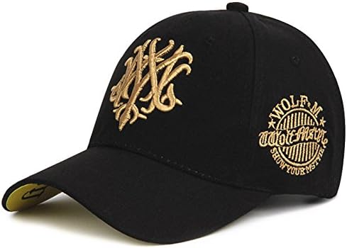 GUYOULY Hat Men'S Wild Cap Female Baseball Cap Spring Black Sunshade Sun Hat,56-58Cm,Gold Embroidery