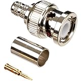 Wisfor Lot de 20 Connecteurs BNC Mâle ver Fiche RG59 Raccords à Sertir pour Câble Coaxial de Caméra CCTV Vidéosurveillance