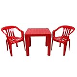 Kinder Sitzgruppe Tisch mit 2 Stühlen Kindertisch Kindermöbel Möbel Tisch Stuhl (rot)