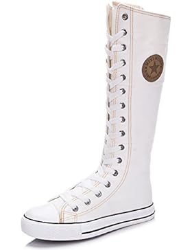 Generic Bilun Mädchen Segeltuch-Stiefel, kniehoch, Punk-Stil