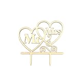 Deko-Herz aus Holz mit Mr Mrs Holz Buchstaben Hochzeitstorte Topper Tortenaufsatz Kuchenaufsätze Tortenfigur Tortenstecker Tortendekoration für Hochzeitstorte Dekoration Hochzeit Tischdekoration.