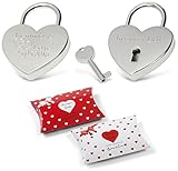Remmo&amp;Love HERZ Liebesschloss Silber Hochglanz mit beidseitiger Gravur mit Schlüssel Hochzeitsgeschenk Geburtstagsgeschenk Liebesgeschenk Valentinstaggeschenk Luxus Liebes Valentinstag Jahrestag Geburtstag Tolle Geschenk Idee Geschenk
