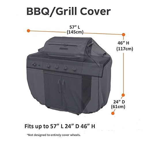 BBQ Grillabdeckung, Grill-Abdeckhaube Schutzhuelle Haube Wetterschutzabdeckung BBQ Cover für Weber, Brinkmann, Char Broil, Holland and Jenn Air Grill Smoke Barbecue Gasgrill —Schwarz von Jr.Hagrid (S:145x61x117cm) - 2