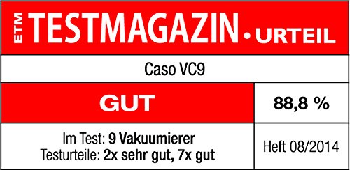CASO VC9 Vakuumierer – Vakuumiergerät, Lebensmittel bleiben bis zu 8x länger frisch – natürliche Aufbewahrung ohne Konservierungsstoffe, 30cm Schweißnaht bei beliebiger Länge, inkl. 10 gratis Profi-Folienbeutel - 8