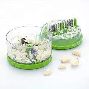JEVAL Portable Multi Crusher Garlic/Ginger Mincer - Dry Fruit-Chilli-Ginger-Onion & More Fruit-Vegetable Chopper For Kitchen (Multicolor, ABS) (Garlic Cutter/Chopper (Round) (1Pcs))