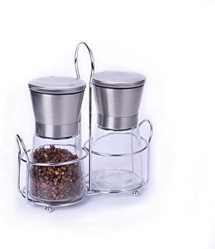 ADMOZ Salt Pepper Shakers, Salt and Pepper Grinder Set with Glass Body , Set of 2 (1 handle included )