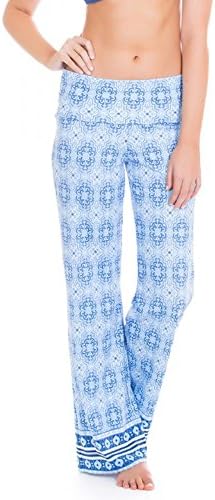 Cabana Life Women's Upf 50 Plus UV Protective Beach Pants, Moroccan Tile/Navy, Size 42/Large