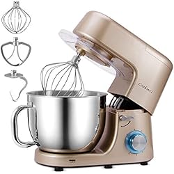 Robot Pâtissier Cookmii 1800W Robot Pétrin Professionnel Faible Bruit Robot de Cuisine Multifonction avec Fouet, Batteur, Crochet, Bol d'Acier Inoxydable, 6 Vitesses, 7.2 Litres