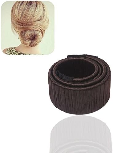 Hair Fold Wrap Snap ,Hair Bun Making Styling French Twist Donut Bun Hairstyle Tool for Women and Girls(dark brown)