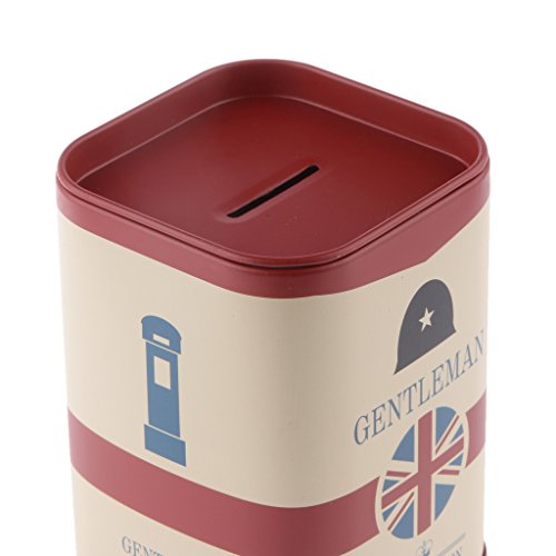 Britische Art Jahrgang Metall Sparschwein Spardose Sparbüchse Münze Box Piggy Bank – Rot - 8