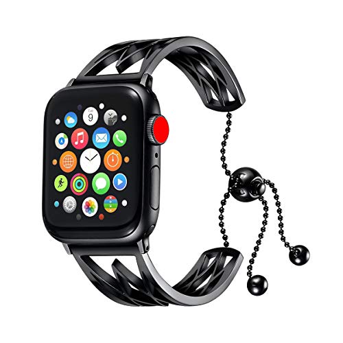 Libra Gemini Bracelet pour Apple Watch 38mm 40mm 42mm et 44mm Series 1 2 3 4, Acier Inoxydable (38mm/40mm, Noir)