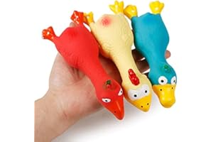 BYFRI Pollo Pato De Perro De Juguete, Perro De Mascota Látex Natural 3pcs Screaming Squeaker Juguete, Diente del Perrito De Juguete De Mascar De Limpieza (Mix)