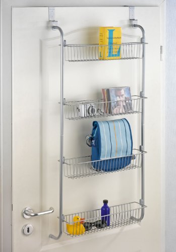 WENKO 4340033100 Türregal mit 4 Körben, verchromtes Metall, 50 x 109 x 14 cm, Silber glänzend - 6