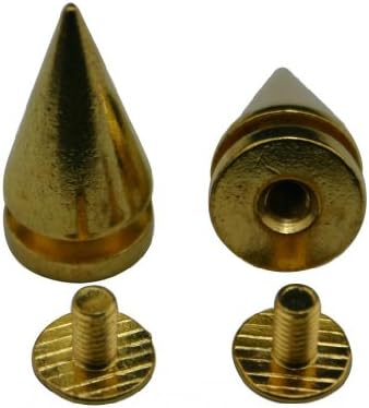 Amanaote Copper Golden 0.8 Inches Bullet Cone Rivet Bullet Clinch Bolt Sticker For Belt Shoe Or Handbag Personality DIY Accessories(Pack Of 15)