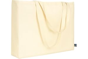 ELES VIDA Bolsa de algodón 48 x 36 cm + 12 cm pliegue inferior y lateral certificado Oeko-Tex FAIRTRADE, bolsa de tela, bolsa de transporte, bolsa de algodón, bolsa de la compra, bolsa de playa