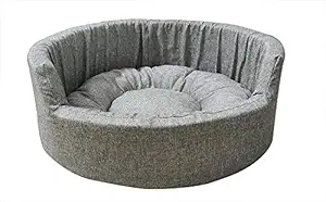 Gorgeous Quilted Reversible Round Ultra Soft Dual Style Dog Bed Grey-Small