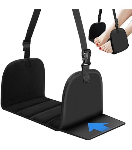 MATT SAGA - Amaca per piedi regolabile per aereo, per viaggi, imbottitura in cotone memory spesso con piastre di supporto, ideale per riposare le gambe durante lunghe passeggiate (Medium