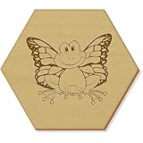 Azeeda 6 x 'Rana de la Mariposa' 95mm Hexágono De Madera Posavasos (CR00031269)