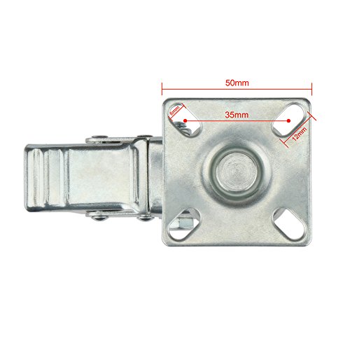 H&S Lenkrollen mit Gummibereifung, 50 mm, Bremse, 4 Stück - 4