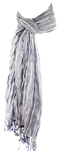 Preisvergleich Produktbild Herren Crinkle Schal hellblau weiss 100% Baumwolle