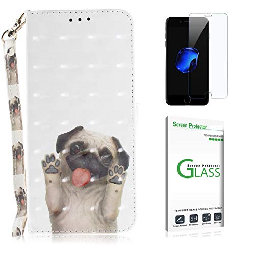 Penlicraft Nokia 7 PLUS Case Screen Protector,Nokia 7 PLUS Wallet Case, Magnetic Flip PU Leather [Soft Inner] Cute Lovely Animal Smooth Glitter [3D Surface] Case For Nokia 7 PLUS (Baby Dog)