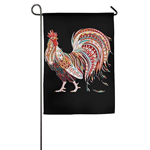 Momnn Fluttering Rooster Chicken Animal Winter Outdoor Yard House Garden Flags All Weather Polyester Banners 12x18 Inches