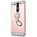 Produktbild LG G3 Hülle,Surakey Glänzend Glitzer Kristall Strass Diamant Überzug Spiegel TPU Silikon Hülle Tasche Etui Silikon Handyhülle Schutzhülle mit Ring Ständer für LG G3,Rose Gold