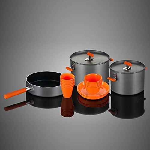 Rollsnownow Sets of pot outdoor pot camping cooker pots portable suit camping equipment 12345 people outdoor products (frying pan) (kettle) (cook pot)